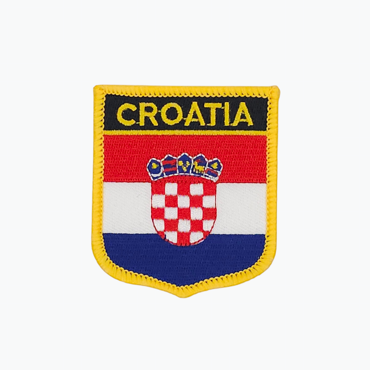 Croatia Crest Clothes Patch. Crest with 'Croatia' text and flag colors on a white background