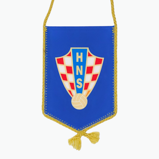 HNS Blue Car Flag. Blue banner with a crest and 'HNS' letters on a white background