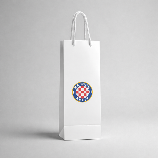 Hajduk Split Bottle Gift Bag White paper bag with a logo on a gray background