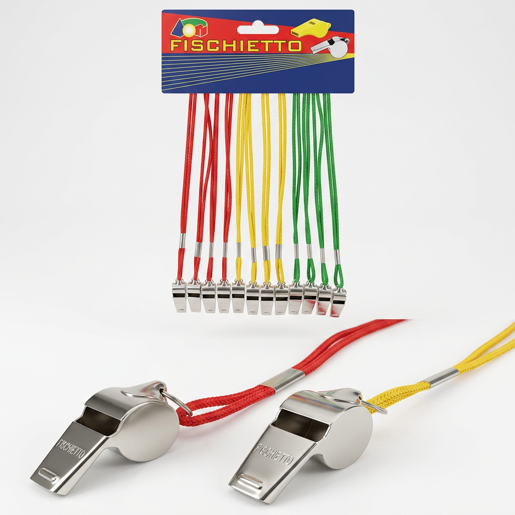 Football Whistle – Metal with Coloured Lanyard