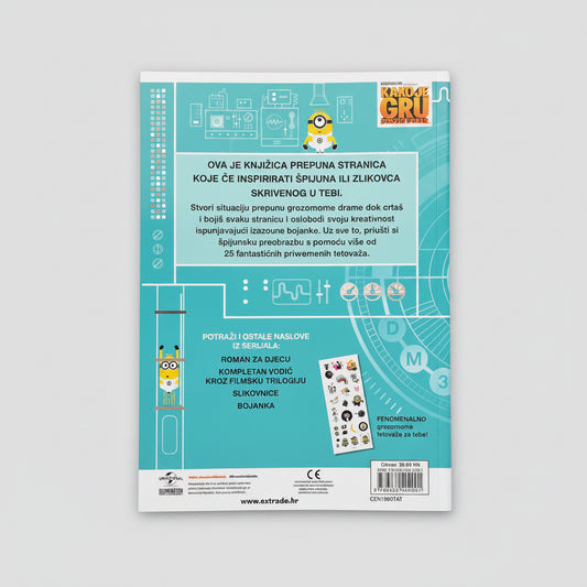 Kako Je GRU Postao Dobar: Kreativne Aktivnosti – Tetovaže Book cover with a blue background and text, featuring a character from a popular franchise.