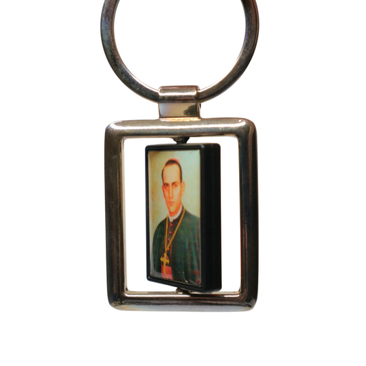 Keyring Saint Anthony Mary Claret & Holy Family Double-Sided Keychain with a rectangular frame displaying a portrait on a white background
