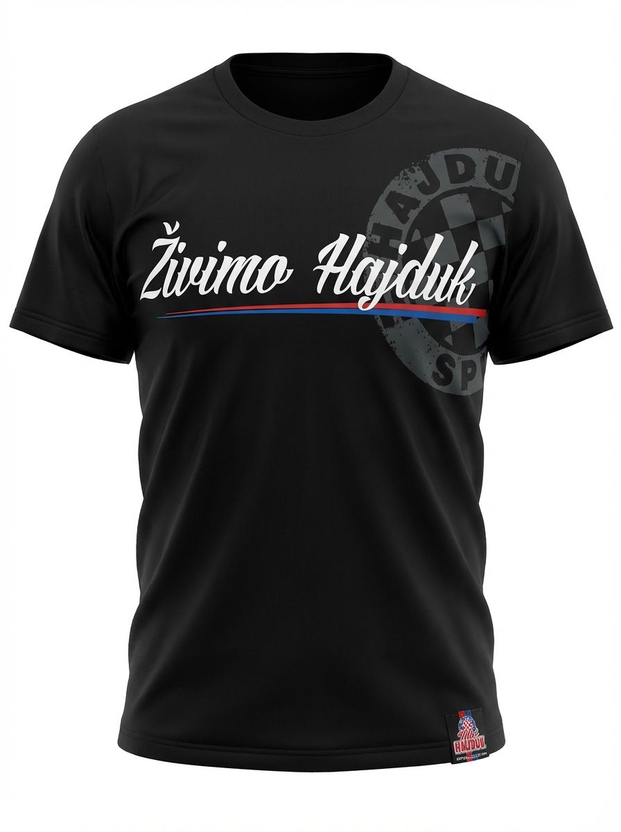 Kids T-shirt Živimo Hajduk Black t-shirt with 'Zivimo Hajduk' text and logo on a white background