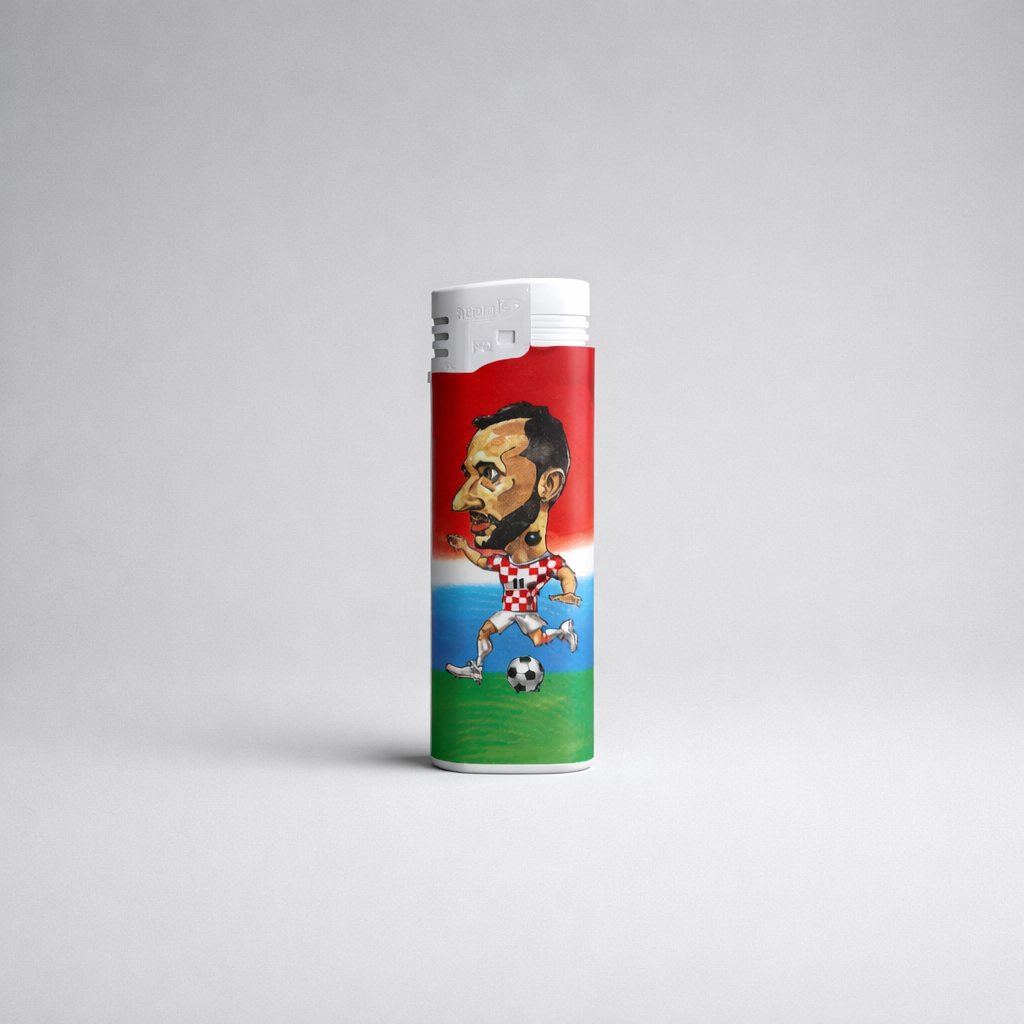Lighter Croatia HNS Player Lighter with a colorful design featuring a soccer player on a gray background
