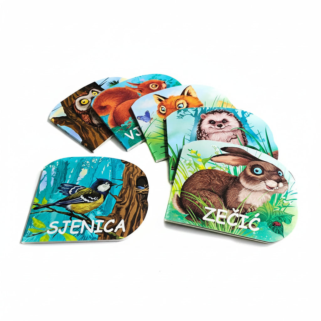 Male Šumske Životinje (Set of 6) Set of animal-themed cards with illustrations on a white background