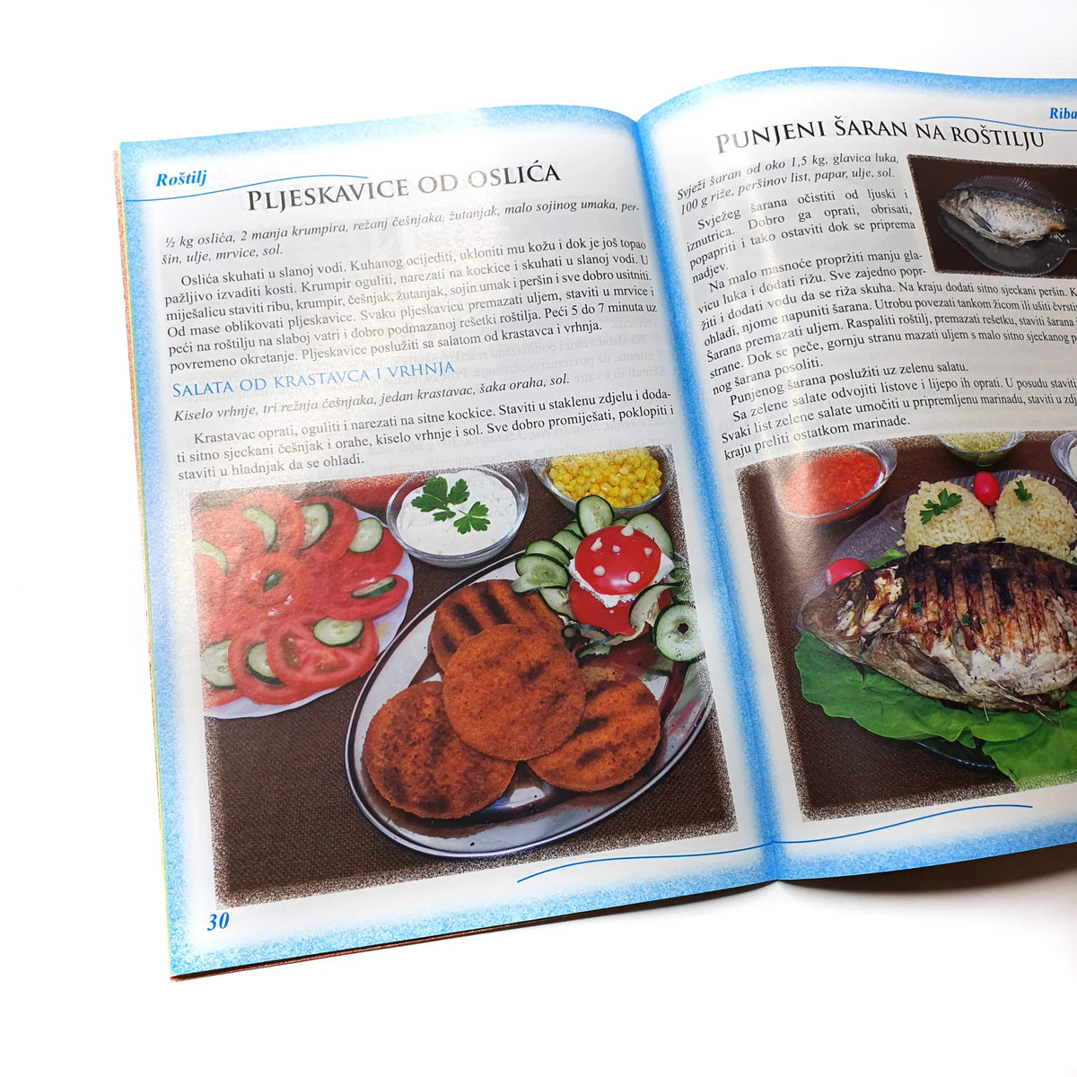 Naš Najljepši - Roštilj Open cookbook showing recipes with images of food on a white background