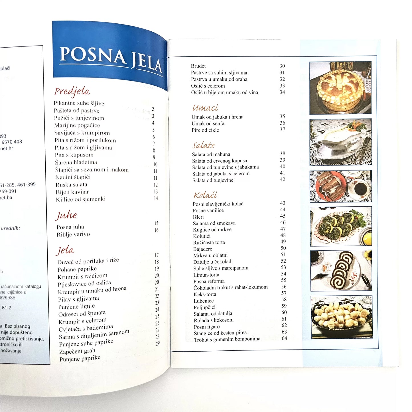 Naša Najljepša – Posna Jela Open cookbook showing a page titled 'POSNA JELA' with images of food.
