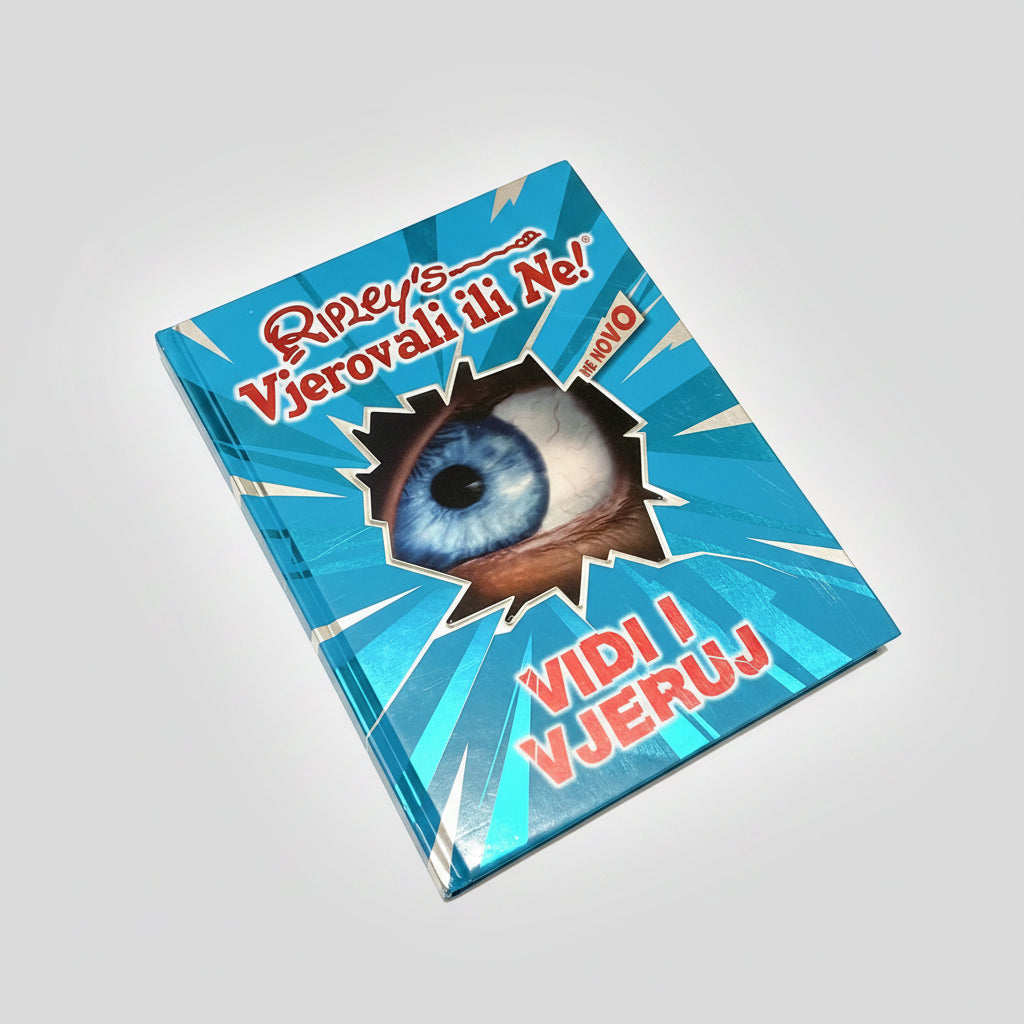 Ripley’s VJEROVALI ILI NE! – Vidi i Vjeruj Book cover with eye illustration and text in a foreign language on a blue background