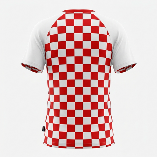 T-shirt Croatia Red and white checkered shirt on a light gray background