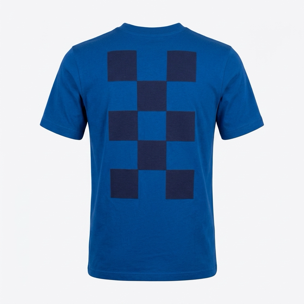 T-shirt Hrvatska by Adidas Blue t-shirt with a checkered pattern on a white background