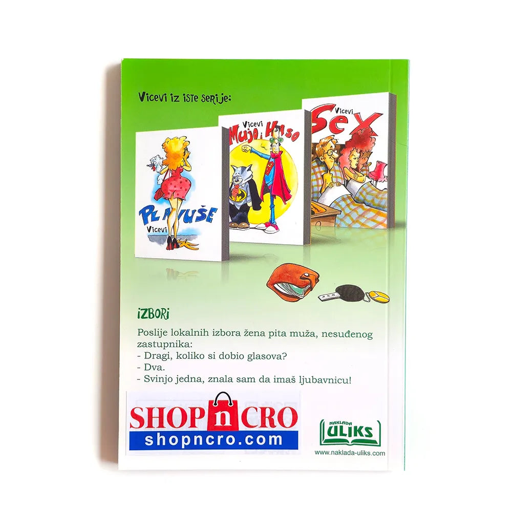 Promotional book cover with cartoon characters and a green background
