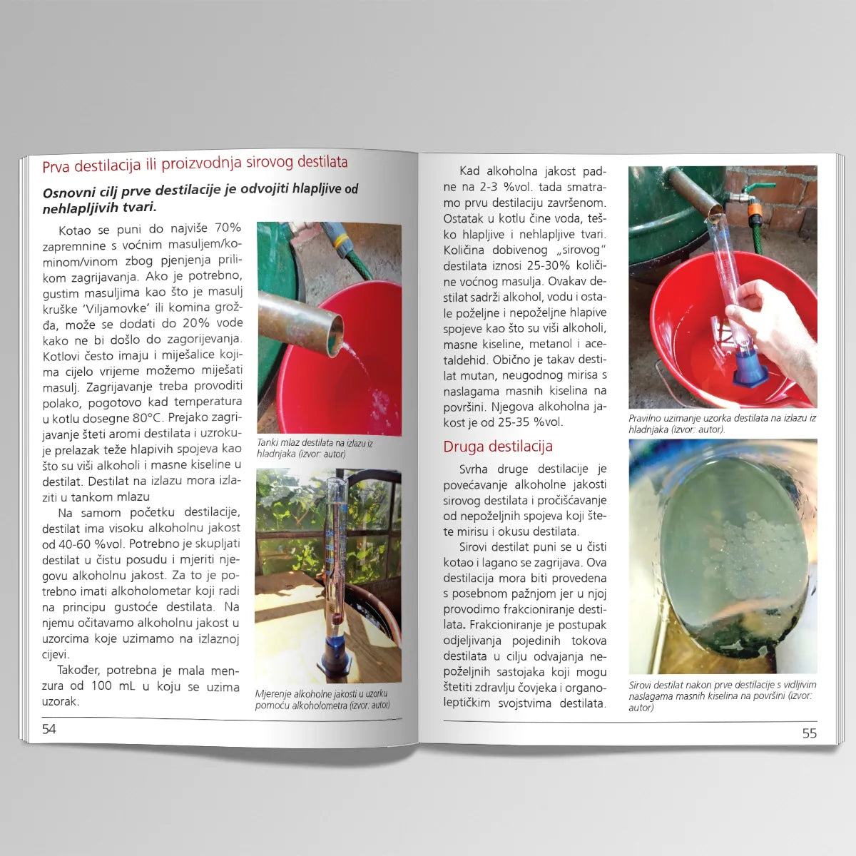 Voćne Rakije, Likeri i Travarice Page from a book or magazine showing images of distillation processes with text in a foreign language.