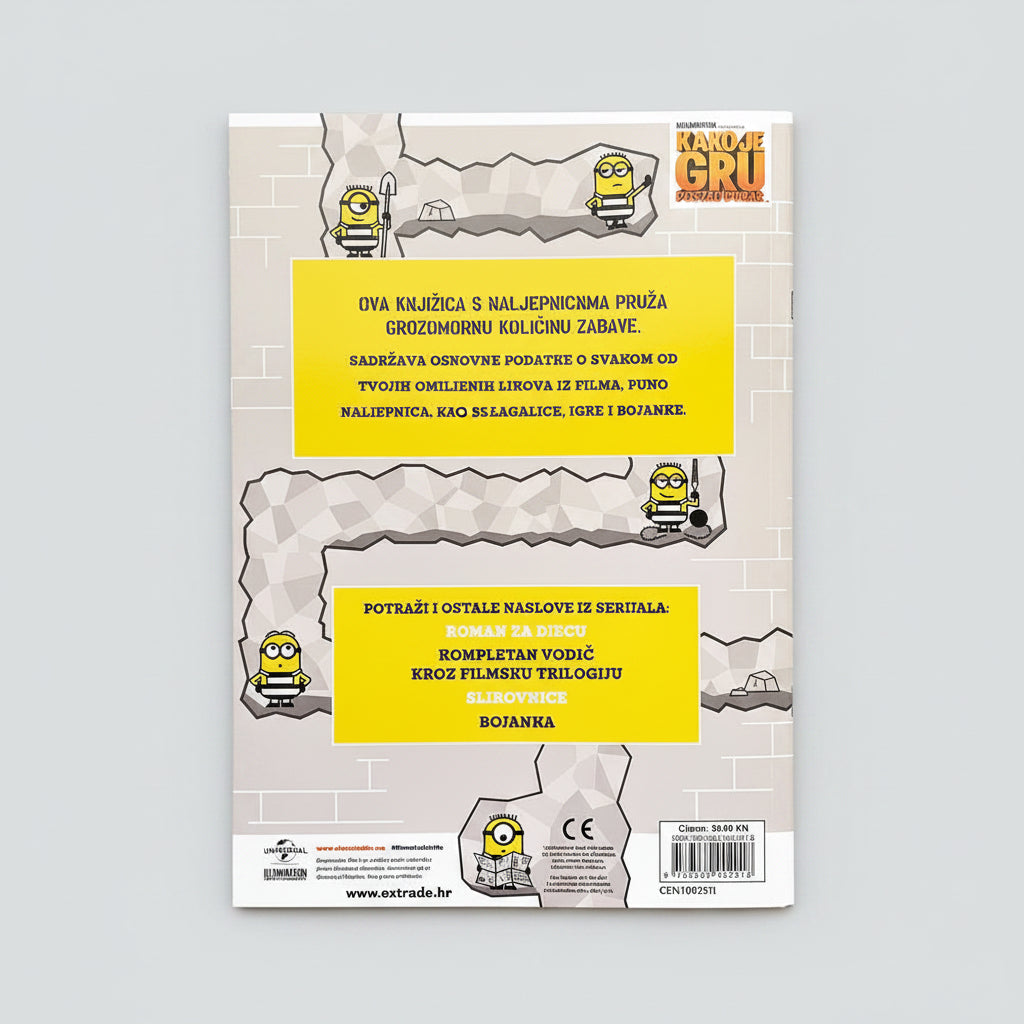 Kako Je GRU Postao Dobar: Kreativne Aktivnosti – Naljepnice Product packaging with cartoon characters and text on a white background