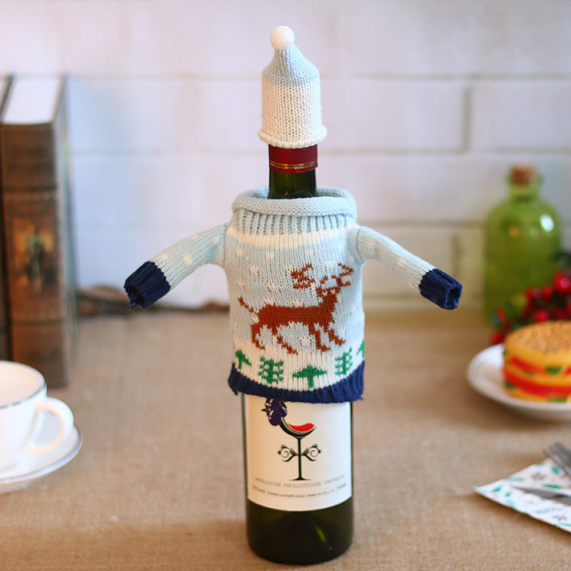 Christmas Bottle Cover – Knitted Sweater & Hat Set (Tree, Joy, Reindeer & Snowman)