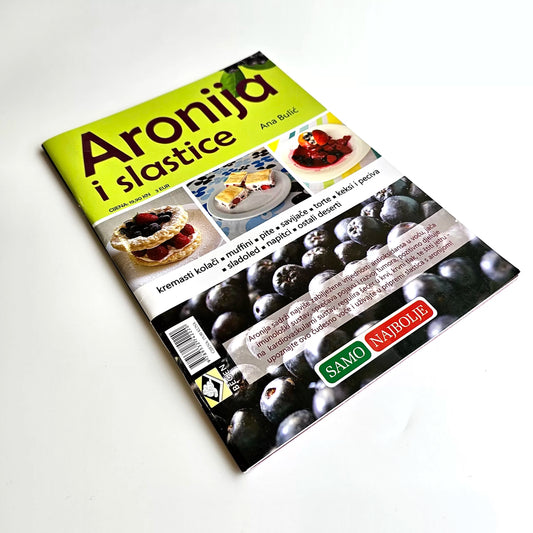 Aronija i Slastice (Aronia Desserts) Book cover of 'Aronija i slastice' with images of food and blueberries on a white background shopncro