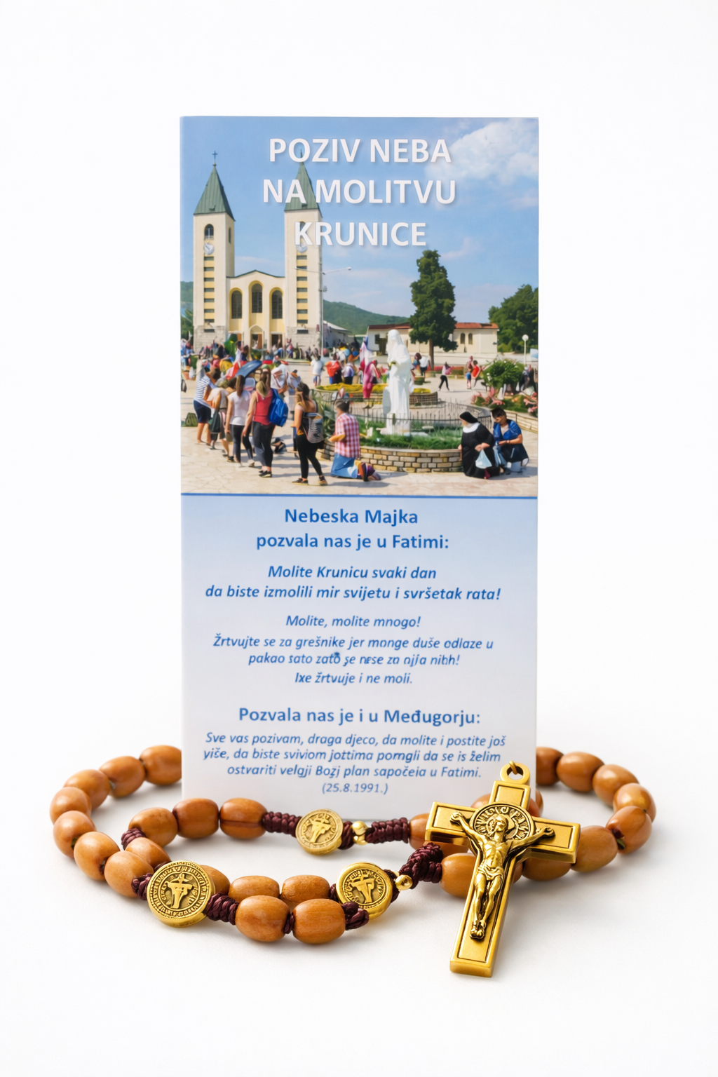 Handcrafted Wooden Rosary with Saint Benedict Medals & Gold Crucifix