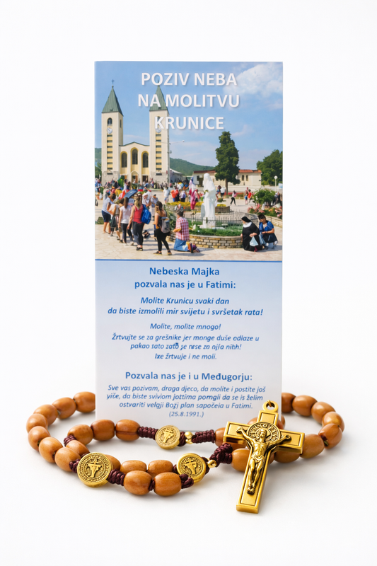 Handcrafted Wooden Rosary with Saint Benedict Medals & Gold Crucifix