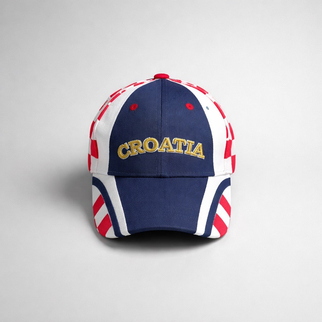 Cap with 'CROATIA' text and flag design on a gray background