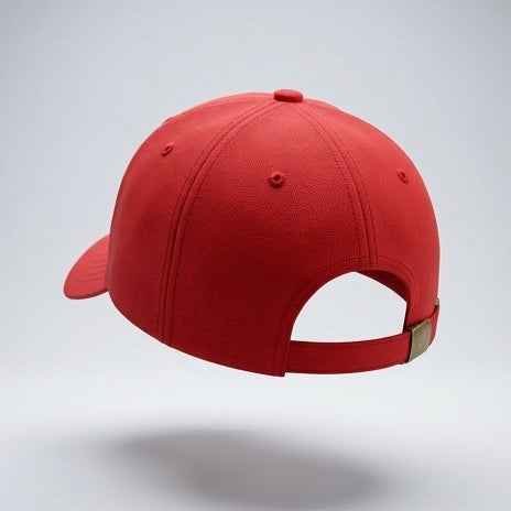 Red baseball cap on a light gray background