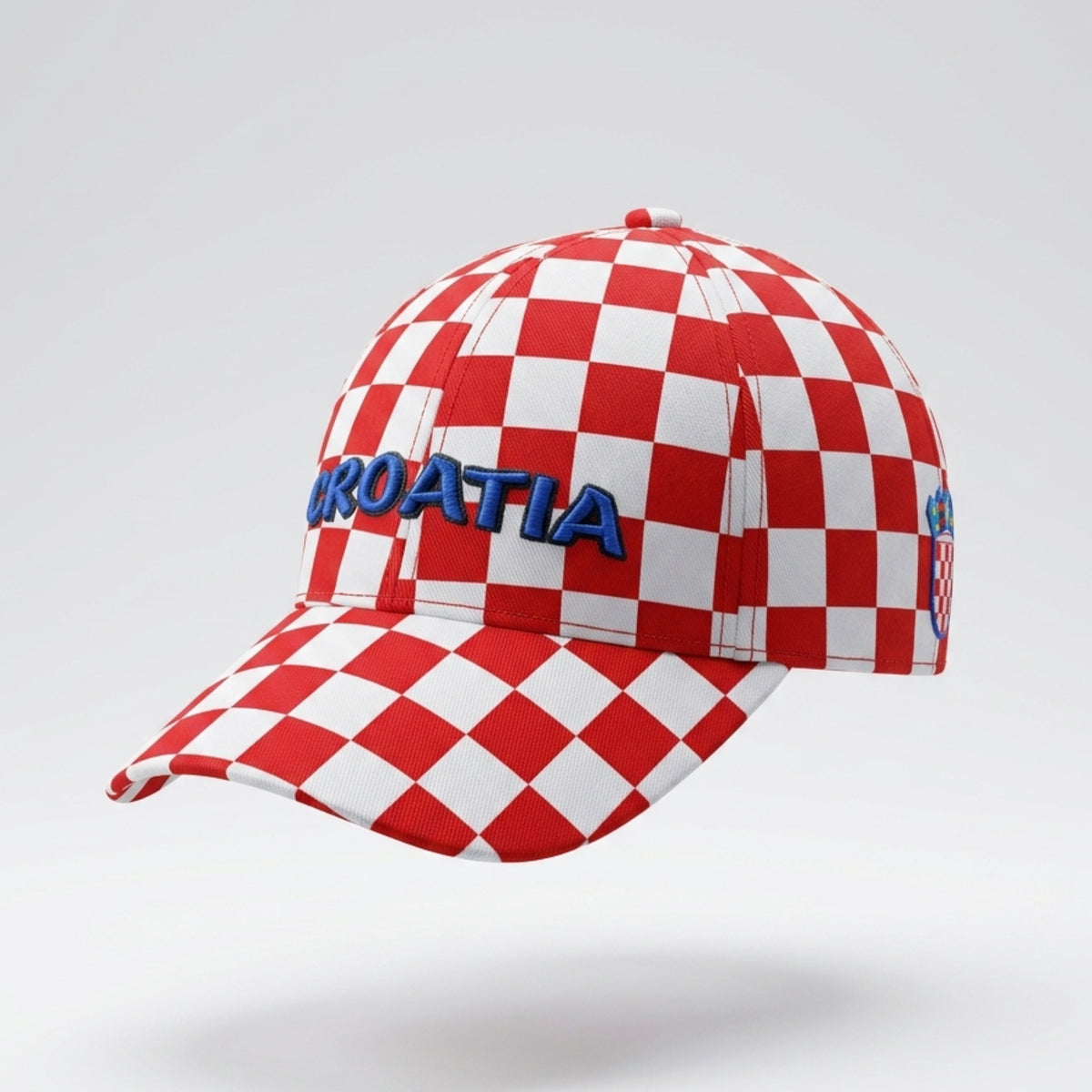 Red and white checkered cap with 'KROATIA' text on a light gray background
