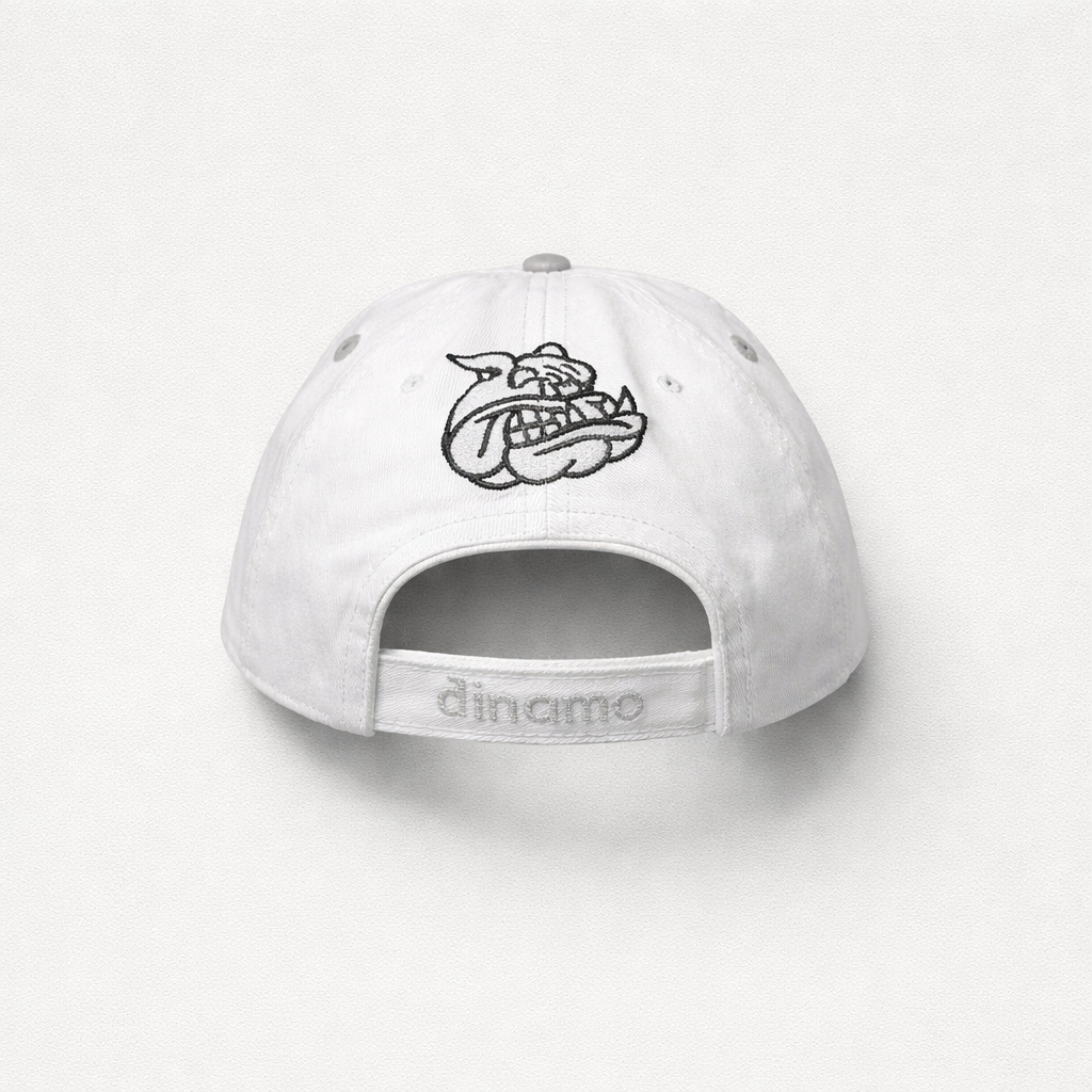 Baseball Cap Dinamo Zagreb White cap with a logo and 'dinamo' text on a white background