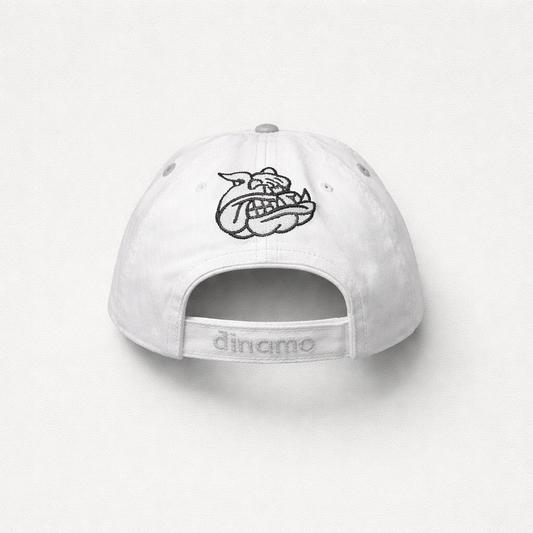 Baseball Cap Dinamo Zagreb White cap with a logo and 'dinamo' text on a white background