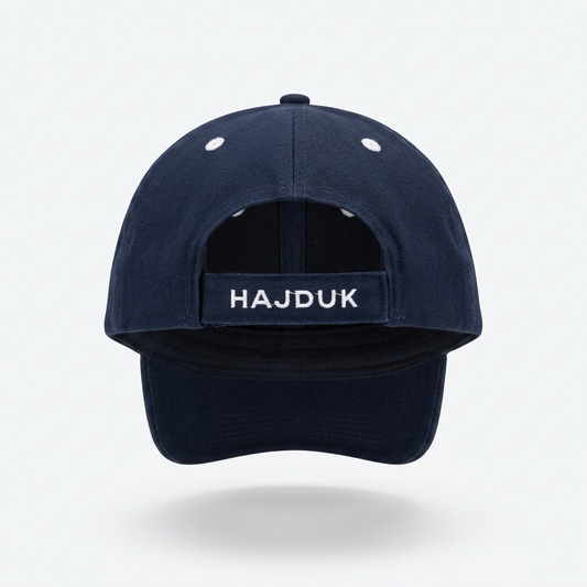 Baseball Cap Hajduk Split in Navy Navy blue cap with 'Hajduk' logo on a light gray background