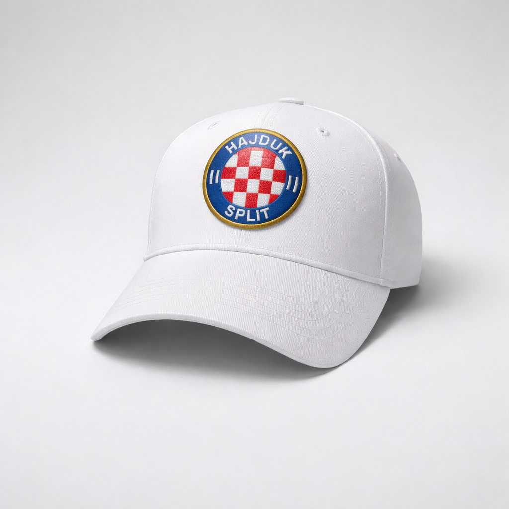 Baseball Cap Hajduk in White White cap with Hajduk Split logo on a light gray background
