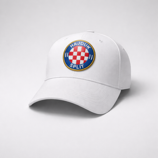 Baseball Cap Hajduk in White White cap with Hajduk Split logo on a light gray background