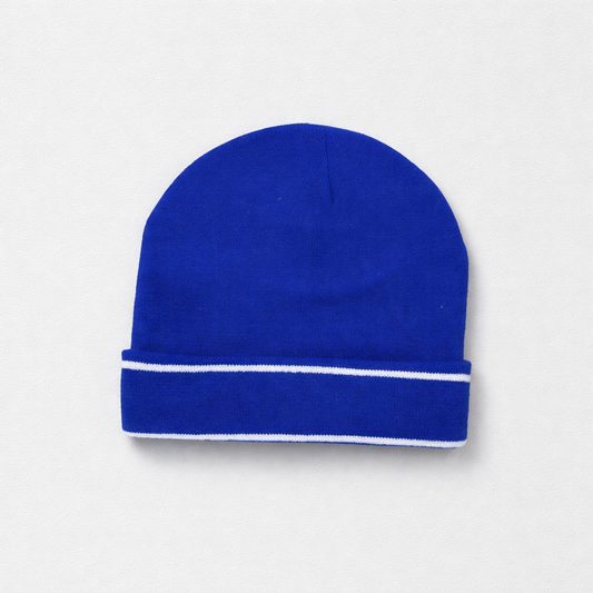 Beanie Dinamo Zagreb Retro in Blue Blue beanie with a white stripe on a light gray background