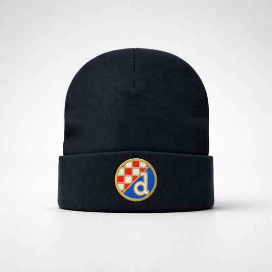 Beanie Dinamo Zagreb in Black Black beanie with a colorful logo on a white background