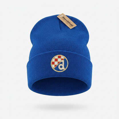 Beanie Dinamo Zagreb in Blue Blue beanie with a logo and brand tag on a white background