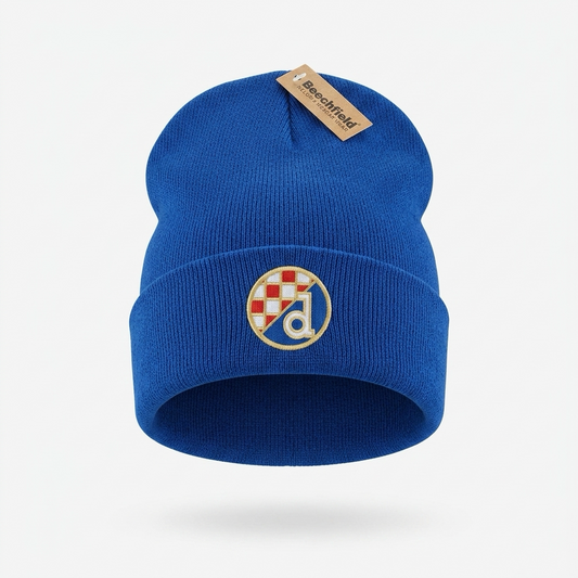 Beanie Dinamo Zagreb in Blue Blue beanie with a logo and brand tag on a white background