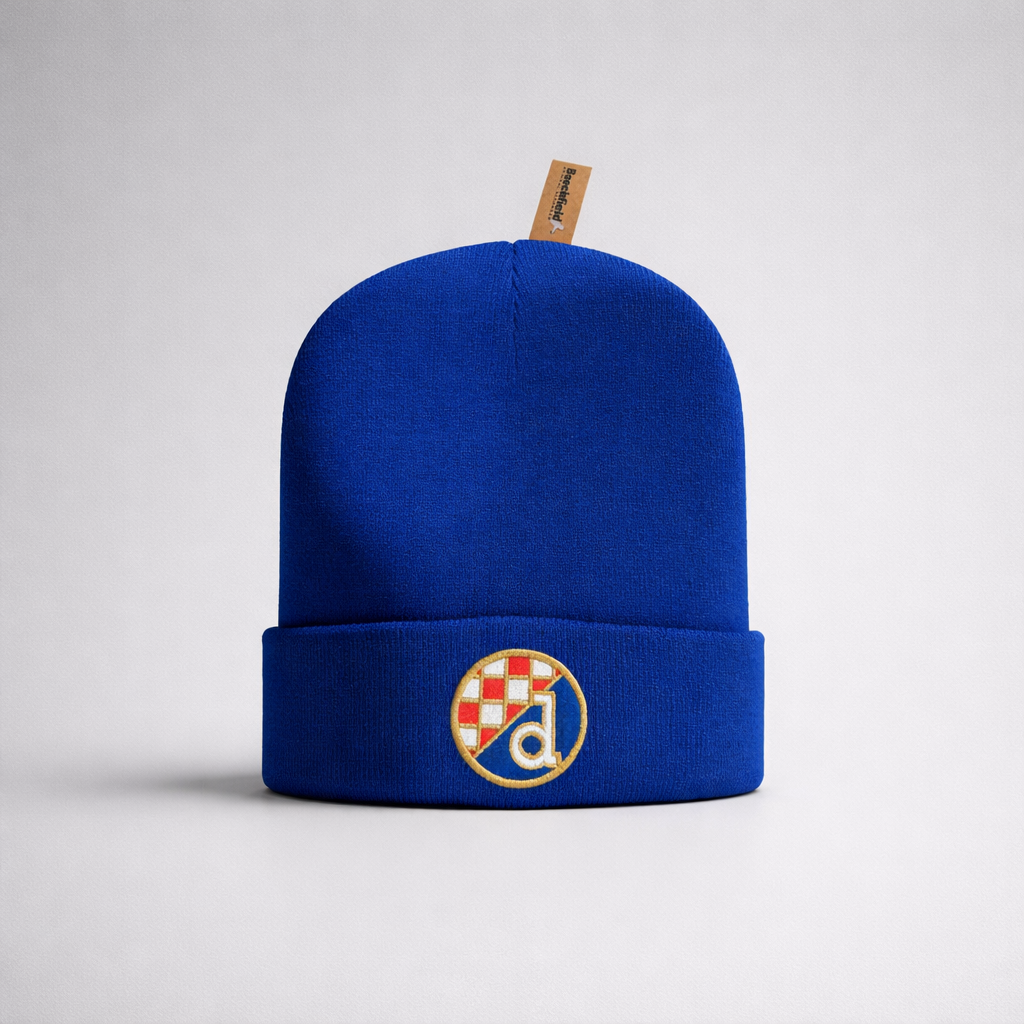 Beanie Dinamo Zagreb in Blue Blue beanie with a logo on a light gray background