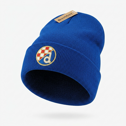 Beanie Dinamo Zagreb in Blue Blue beanie with a logo and brand tag on a white background