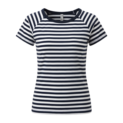 Boat Neck T-shirt Dalmatia Navy and white striped t-shirt on a white background
