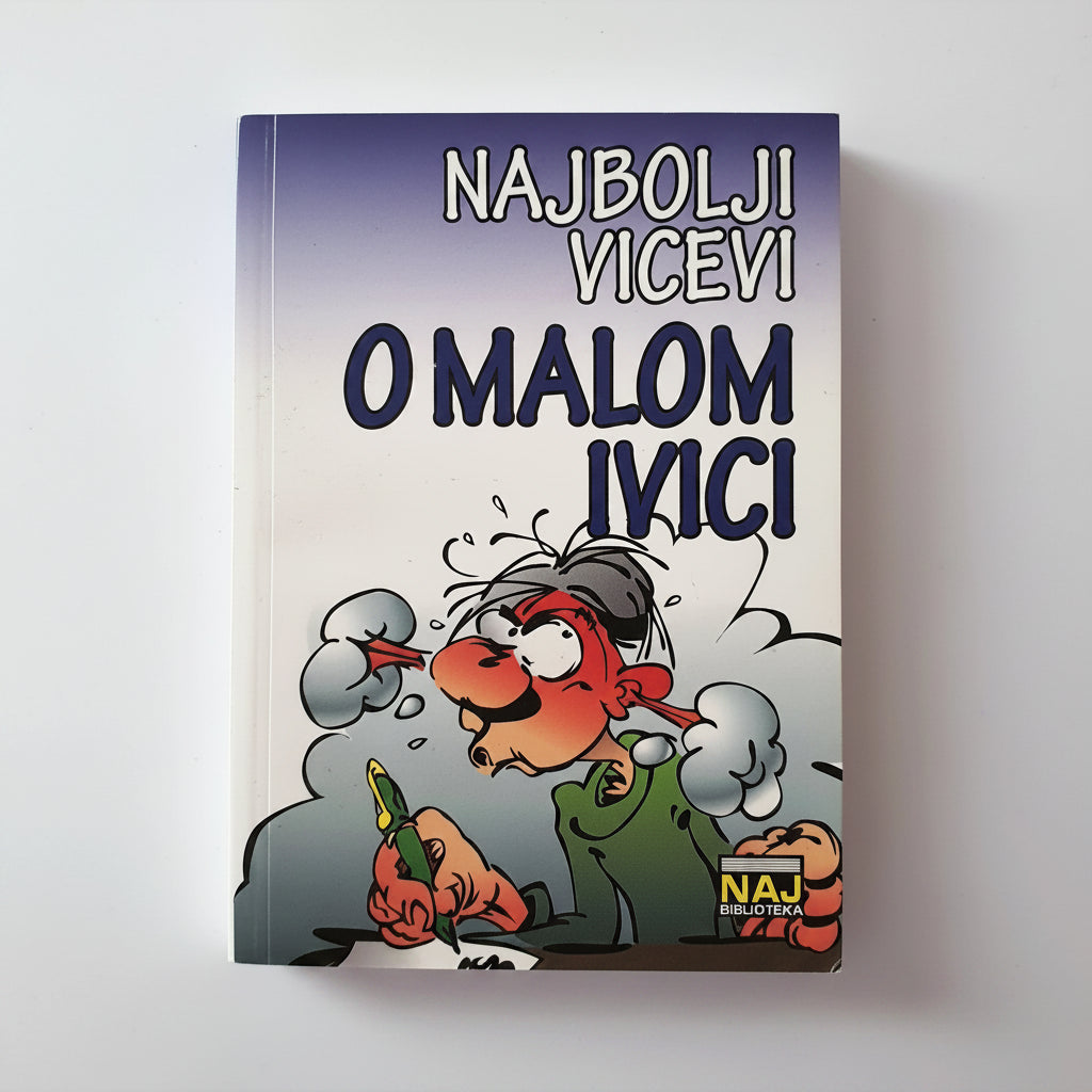 VICEVI O MALOM IVICI – Book of Humour (Croatian Joke Book) Book cover with cartoon character and text on a white background