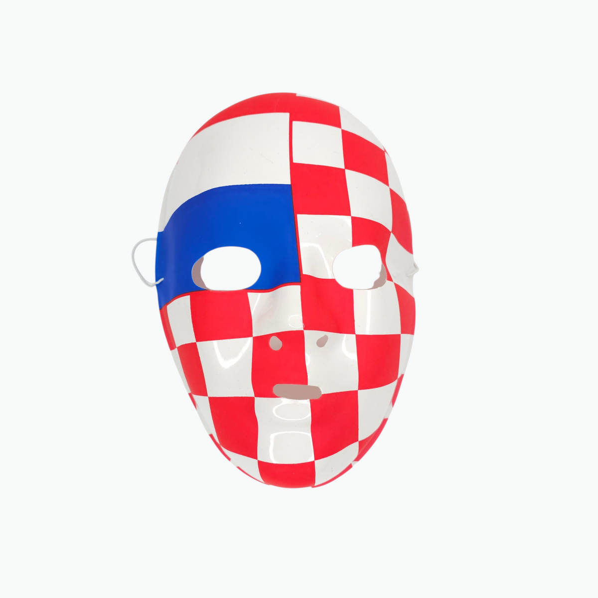 Costume Mask Mask with red, white, and blue checkered pattern on a white background