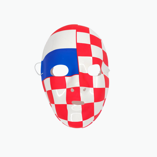 Costume Mask Mask with red, white, and blue checkered pattern on a white background