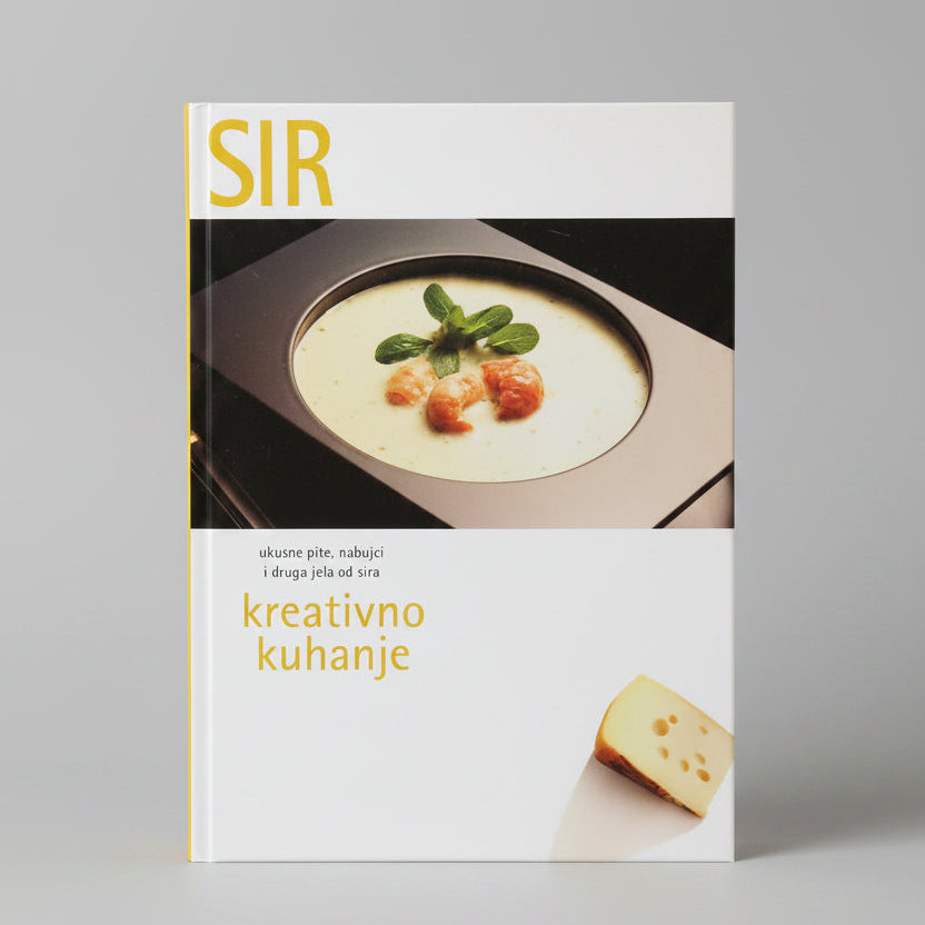 Creative Cooking – Cheese (Sir) Cover of a cookbook titled 'SIR' featuring a dish with shrimp and cheese.