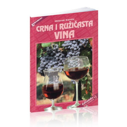 Crna i Ružičasta Vina Book cover of 'Crna i Ručica Vina' with grapes and wine glasses on a pink background