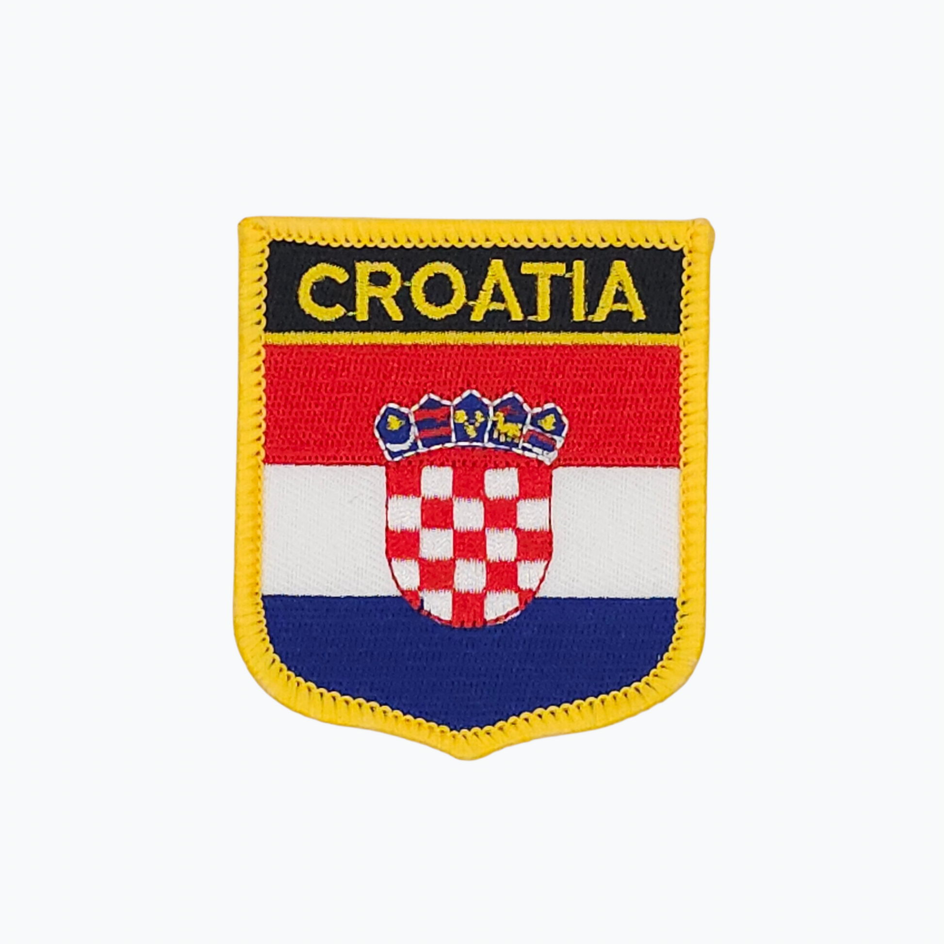 Croatia Crest Clothes Patch. Crest with 'Croatia' text and flag colors on a white background
