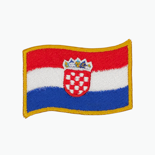 Croatia Flag Wave Clothes Patch. Embroidered patch of the Croatian flag on a white background