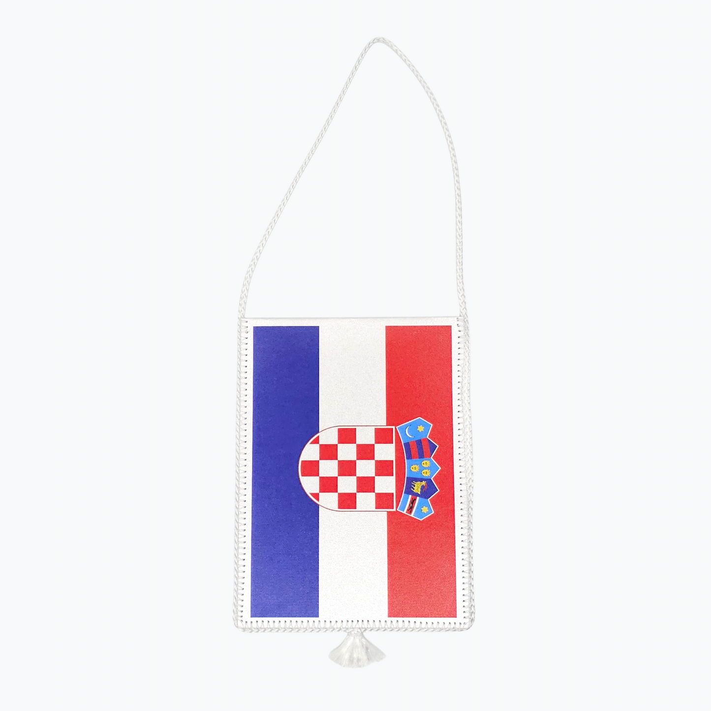Croatia Horizontal Sheen Car Flag, Croatian flag with coat of arms on a white background