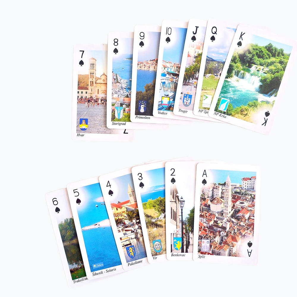 Croatia Sites Belot Playing Cards Set of playing cards with scenic images on a white background
