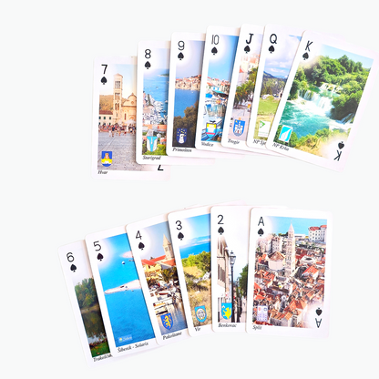 Croatia Sites Belot Playing Cards Set of playing cards with scenic images on a white background