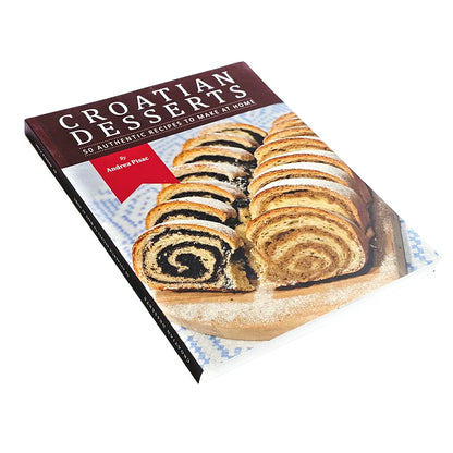 Croatian Desserts: Cookbook in English Language Book titled 'Croatian Desserts' with a pastry on the cover