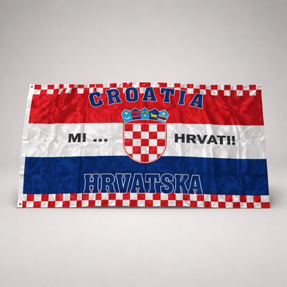 Croatian Flag Mi Hrvati 150cm x 90cm Croatian flag with text on a gray background