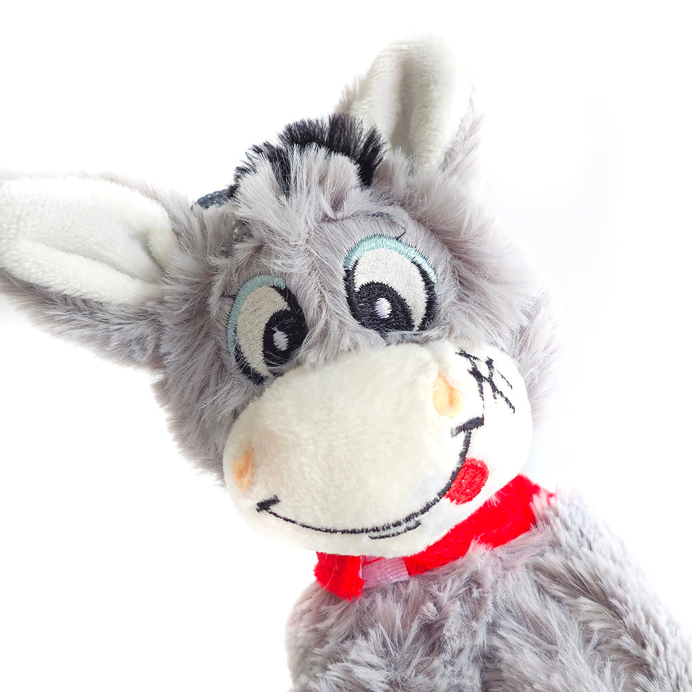 Croatian Plush Donkey - Magarac Plush donkey toy with a red scarf on a white background shopncro