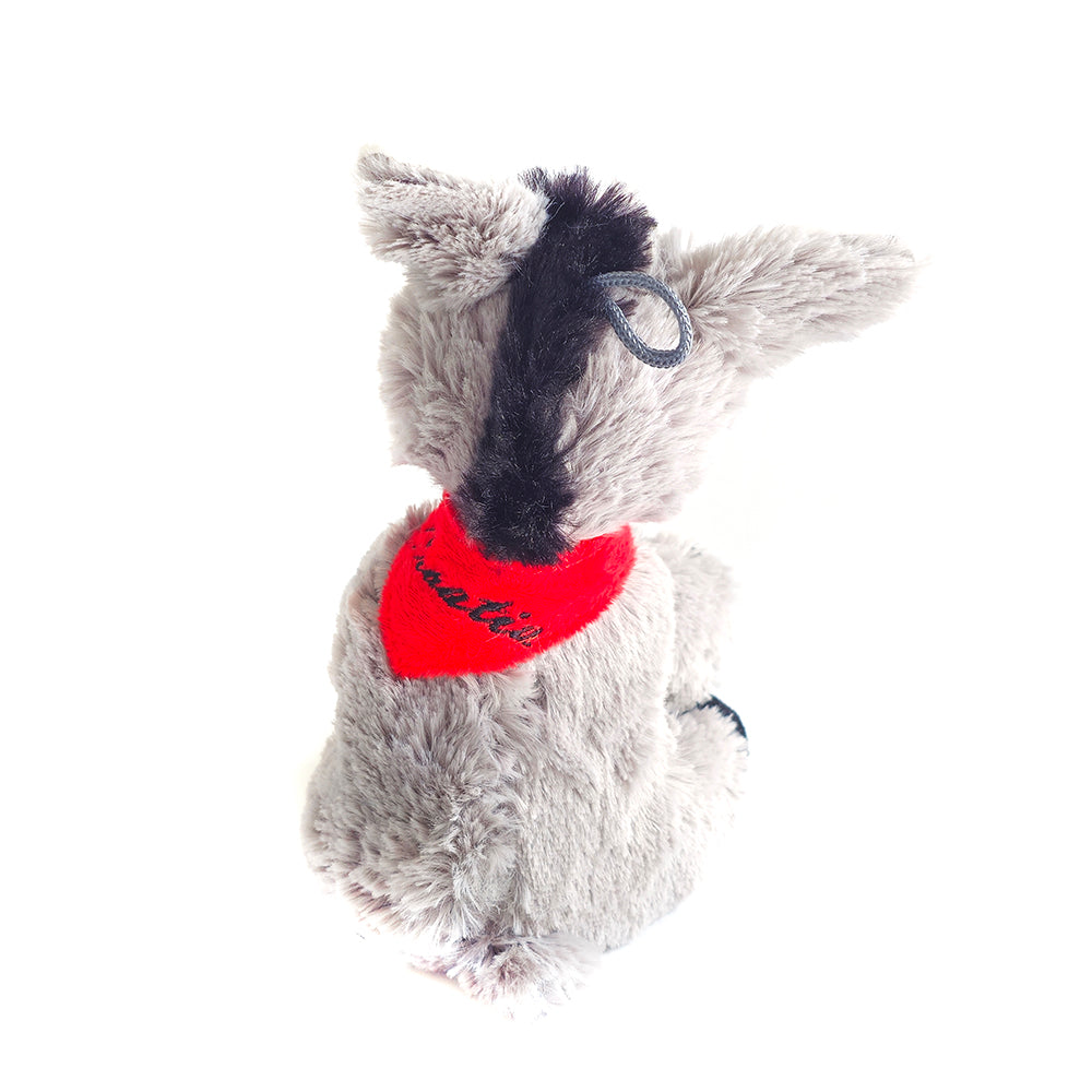 Croatian Plush Donkey - Magarac Plush dog toy with a red bandana on a white background snc shopncro